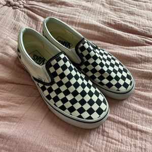 Checkered slip on vans